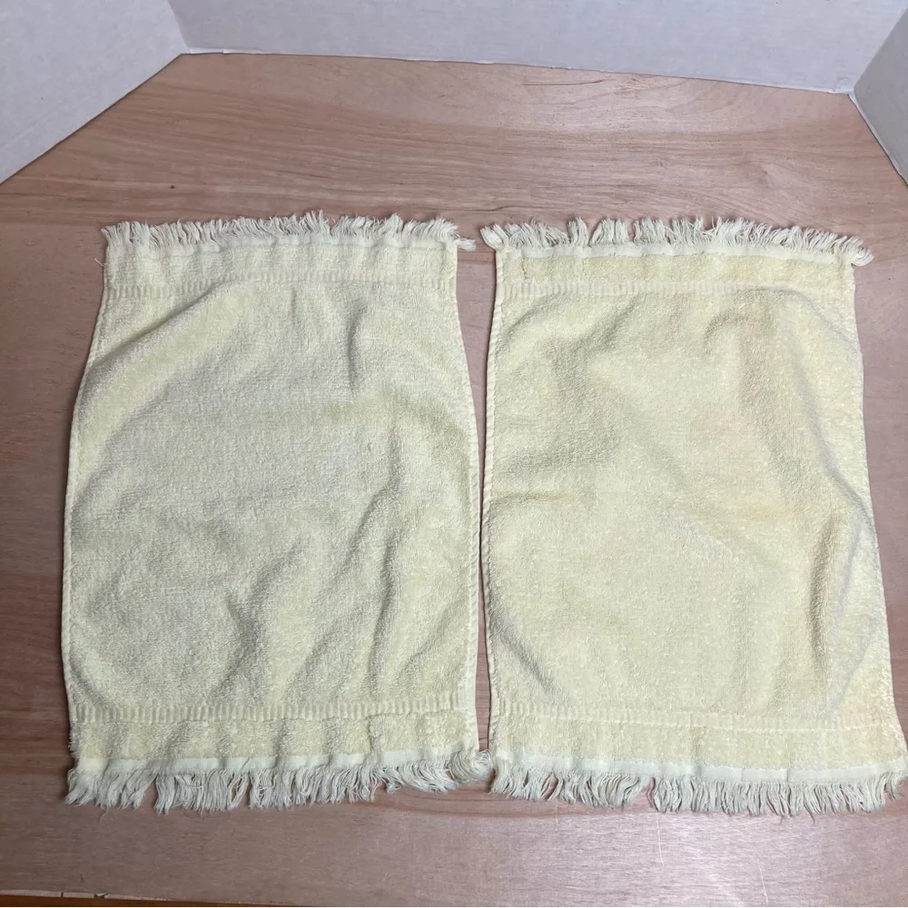 Martex Classic Hand Towels Lot Of 2 Made In USA Yellow Vintage